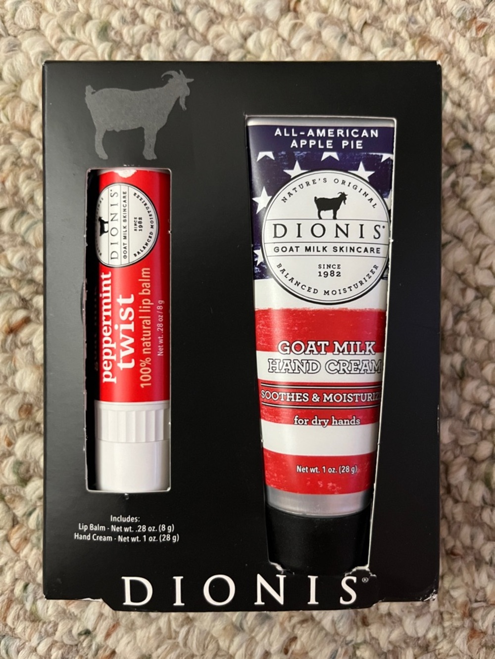 DIONIS Peppermint Twist Lip Balm & Goat Milk Hand Cream Set